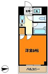 東急東横線 武蔵小杉駅 徒歩11分の賃貸マンション 2階1Kの間取り