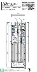メインステージ武蔵中原フレイス 4階1Kの間取り