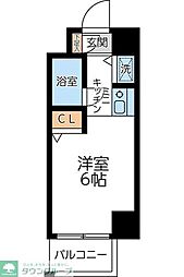 東急東横線 新丸子駅 徒歩8分の賃貸マンション 2階ワンルームの間取り