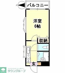 Ｋ・Ｓ・Ｍヴァーチュ 3階1Kの間取り