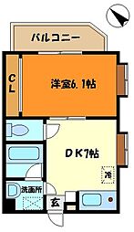 ルーチェ・ボナール 2階1DKの間取り