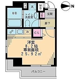 サンリュミエＳＥＩＫＯＨ 7階ワンルームの間取り