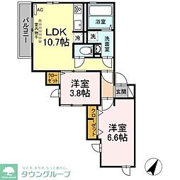 スターリィ・コート大倉山 2LDKの間取図画像