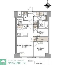ヴェール・クレール武蔵小杉 2SLDKの間取図画像