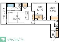 La Maison 千年 2LDKの間取図画像