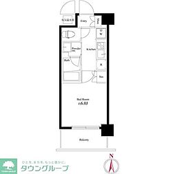 ハーモニーレジデンス武蔵小杉 1Kの間取図画像