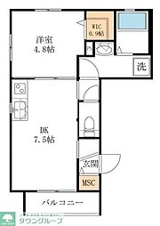 WestVillage2 1DKの間取図画像