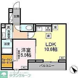 D Paina 登戸2 1LDKの間取図画像