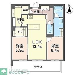 デア グランツ 2LDKの間取図画像