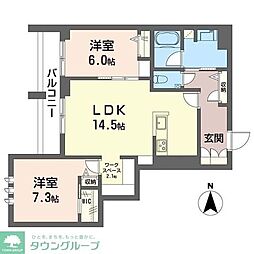 デア グランツ 2LDKの間取図画像