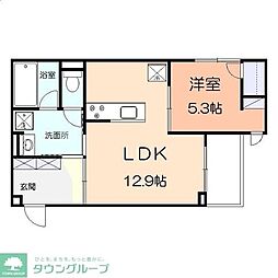 モンブルーカルム 1LDKの間取図画像
