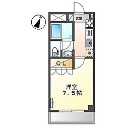ソレイユ御幸 1Kの間取図画像