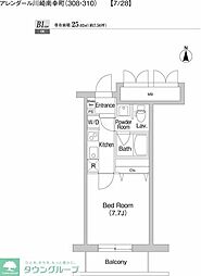 プライムアーバン川崎南幸町 1Kの間取図画像
