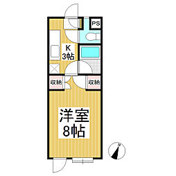 コーポ若林 1階1Kの間取り