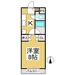 ドミール緑が丘 1Kの間取図画像