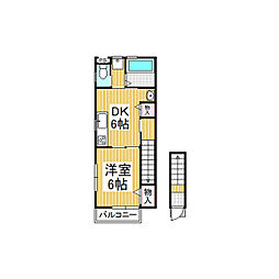 ケンハイツ 2階1DKの間取り