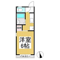 ハイツ富士見 2階1Kの間取り