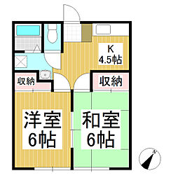 コーポ生田 1階2Kの間取り