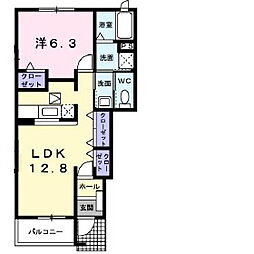 アルカンシエル・コロレＡ 1階1LDKの間取り