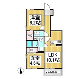 ベルセジュールＫ 1階2LDKの間取り