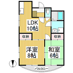 ハビットパーク赤坂 2階2LDKの間取り