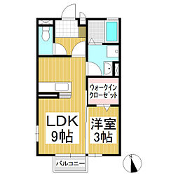 モデラート 2階1LDKの間取り