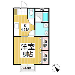 グリーンシエル 1階1Kの間取り