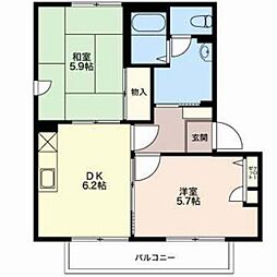 ルシアージュＡ 1階2DKの間取り