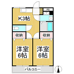 Ａ　ＯＮＥ　水押 3階2Kの間取り