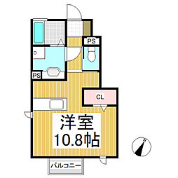 ロイヤルヴィレッタ　A棟 1階ワンルームの間取り