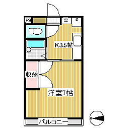 マ・メゾン 2階1Kの間取り