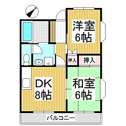 七曜館 3階2DKの間取り
