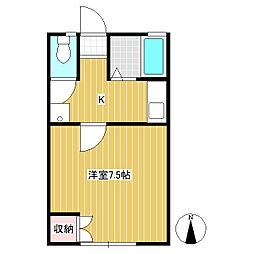 エイトビル 2階1Kの間取り
