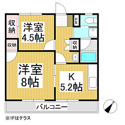 ハイツＫＴＪ 2階2Kの間取り