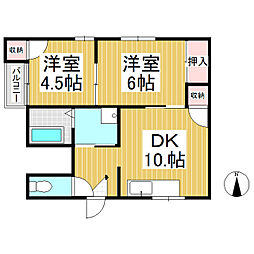 セントラルビル 2階2DKの間取り