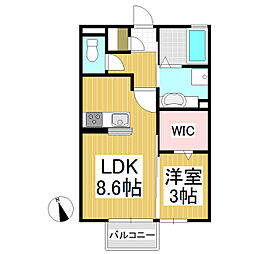 ローランド 1階1LDKの間取り