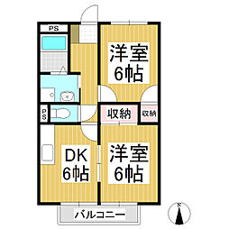 サンシティあさま 1階2DKの間取り