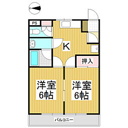 レヂデンス古里 1階2Kの間取り