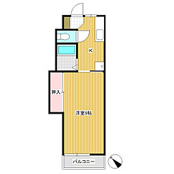 シェモワ国分Ａ 2階1Kの間取り