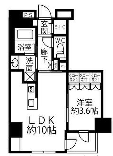クリオラベルヴィ新富町 302｜東京都中央区新富２丁目(賃貸マンション1LDK・3階・35.46㎡)の写真 その2