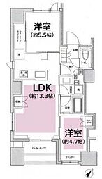 フレンシア築地 8階2LDKの間取り