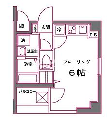 グリフィン東銀座 8階ワンルームの間取り