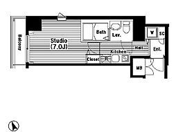グランド・ガーラ日本橋兜町 6階1Kの間取り