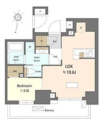 リビオ森下リバーテラス 1LDKの間取図画像