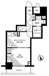 銀座レジデンス伍番館 1DKの間取図画像