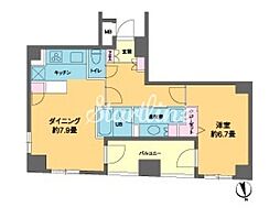 カスタリア新富町3 1LDKの間取図画像