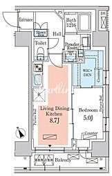 パークアクシス日本橋茅場町ステーションゲート 1LDKの間取図画像