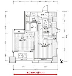 ドゥーエ銀座イースト1 1LDKの間取図画像