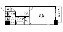 プレール・ドゥーク京橋 1Kの間取図画像