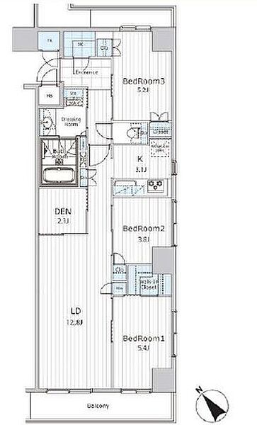 ビエラコート日本橋久松町 808｜東京都中央区日本橋久松町(賃貸マンション3LDK・8階・71.38㎡)の写真 その2